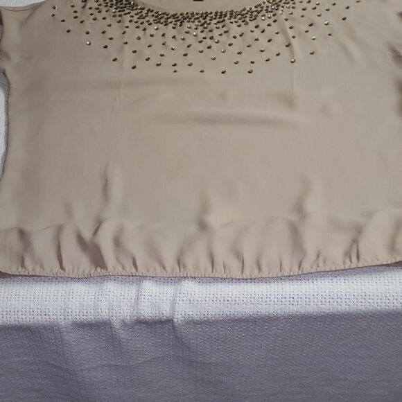 LOFT Embellished Taupe Sz. XL Sleeveless Blouse - Picture 7 of 9